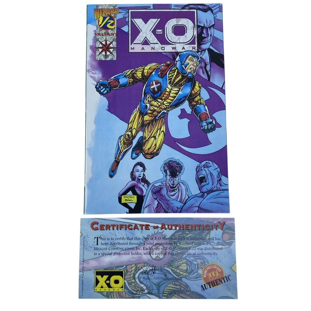 X-O MANOWAR Wizard #1/2 Valiant 1994 1st Printing with COA